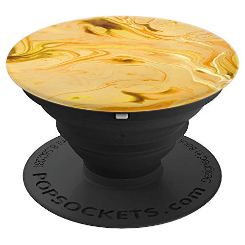 The PixelPOD Yellow Marble Pattern PopSockets Stand for Smartphones and Tablets - PopSockets Grip and Stand for Phones and Tablets