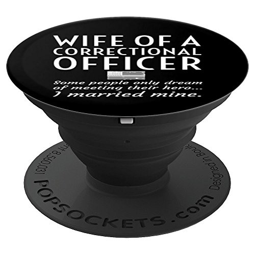 Proud Correctional Officer Wife Thin Silver Line Flag Gift - PopSockets Grip and Stand for Phones and Tablets