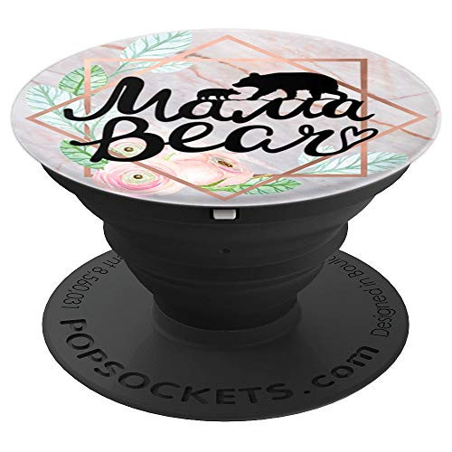 Mama Bear Mom Gift Rose Pink PACC125 - PopSockets Grip and Stand for Phones and Tablets