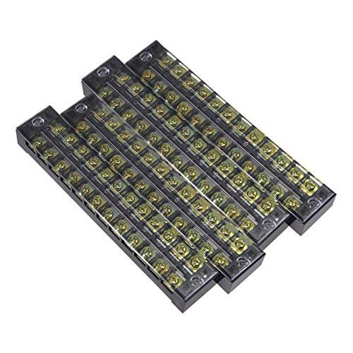 uxcell 4 Pcs 12 Positions Dual Rows 600V 25A Cable Barrier Block Terminal Strip TB-2512L