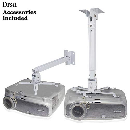 Universal Projector Ceiling Mount, Drsn Adjustable Project Wall Mount Extendable Projector Mount White 16-25 inch Thickened Steel for LCD/DLP Ceiling Projector Epson Optoma Benq ViewSonic