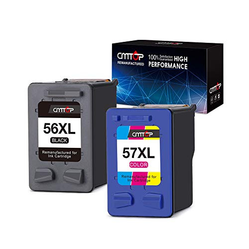 CMTOP 56 57 XL Ink Compatible for HP 56XL 57XL Ink Cartridges, 1 Black+1 Tri-Color, for HP PSC 1315 2210 DeskJet 5550 5650 5150 5850 Photosmart 7550 7960 7350 7760 7660 7260 7450 Officejet 6110 4215 CMTOP 56 57 XL Ink Compatible for HP 56XL 57XL Ink Cartridges, 1 Black+1 Tri-Color, for HP PSC 1315 2210 DeskJet 5550 5650 5150 5850 Photosmart 7550 7960 7350 7760 7660 7260 7450 Officejet 6110 4215