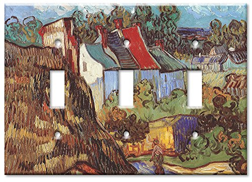 Art Plates - Triple Gang Toggle OVERSIZE Switch Plate/OVER SIZE Wall Plate - Van Gogh: Houses at Auvres