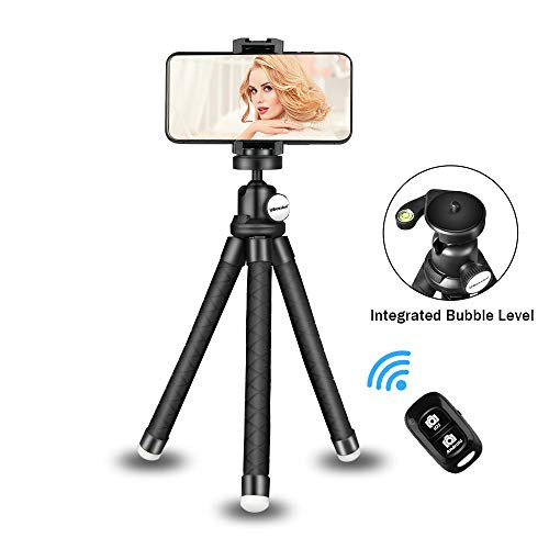 Phone Tripod Stand, Portable Cellphone Camera Tripod with Bluetooth Remote, Compatible with iPhone and Android Phone, Great for Selfies/Vlogging/Streaming/Photography/Recording