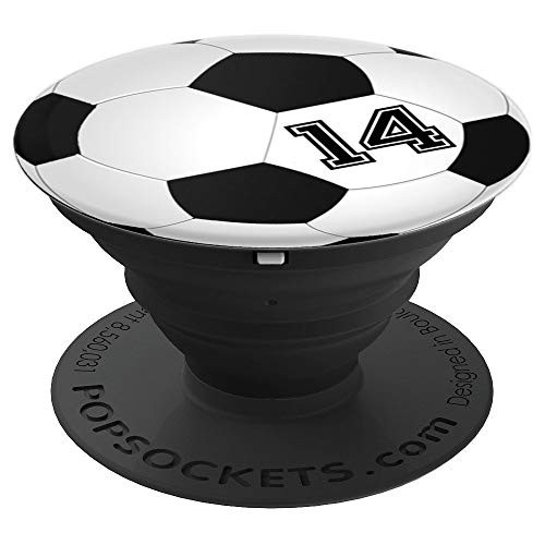Soccer Player #14 Jersey No 14 Football Ball Gadget Gift - PopSockets Grip and Stand for Phones and Tablets Soccer Player #14 Jersey No 14 Football Ball Gadget Gift - PopSockets Grip and Stand for Phones and Tablets