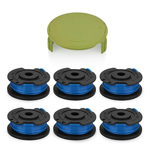Energup Replacement for Greenworks Trimmer String Line Spool, 29242, 29252, 065-Inch Single Line String Trimmer, 7-Pack (6 Spools line and 1 Cap)