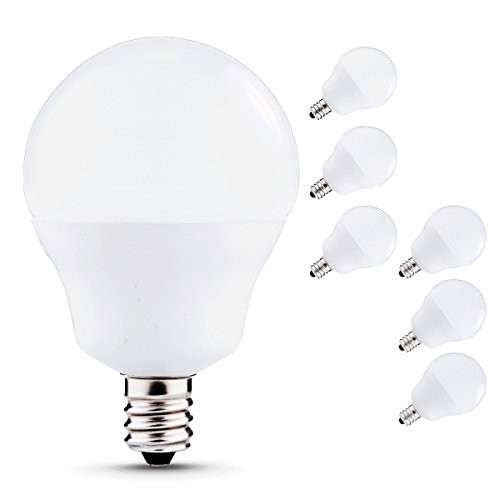 JandCase 5W Candelabra Base Bulbs, G14 LED 40W Equivalent Light Bulbs, 450lm, Natural Daylight White 4000K, E12 Candelabra Globe Bulb for Vanity Mirror Light, Ceiling Fan, Not Dimmable, 6 Pack