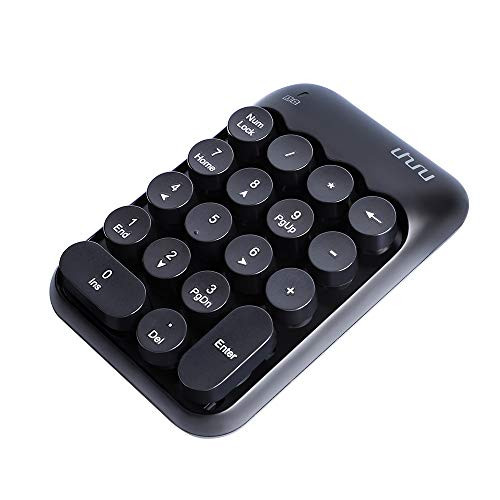 Uhuru Wireless Numeric Keypad, 18-Keys Financial Accounting Keypad, Portable Mini 2.4Ghz USB Keypad for Laptop, Computer, Desktop, PC, Notebook-Black