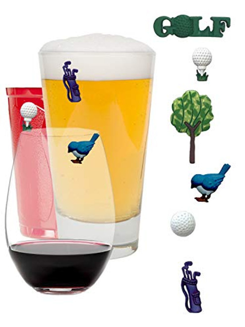 Wine Charms Golf Themed Magnetic Drink Markers on Par as a Great Gift for Golfers - Set of 6 by Simply Charmed Wine Charms Golf Themed Magnetic Drink Markers on Par as a Great Gift for Golfers - Set of 6 by Simply Charmed