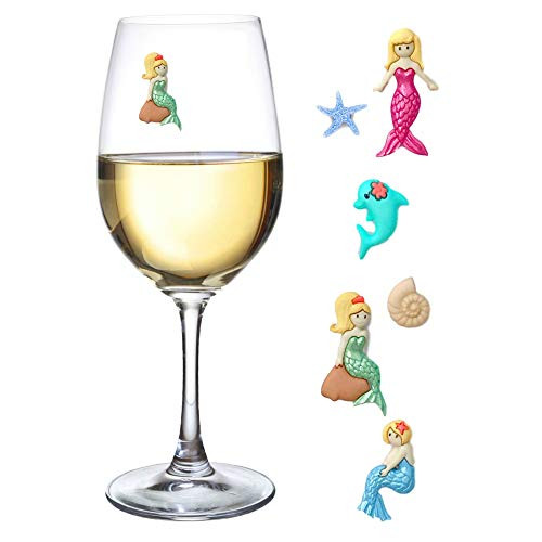 Mermaid Magnetic Wine Charms and Glass Markers Set of 6 - Great Mermaid Gift for Women by Simply Charmed Mermaid Magnetic Wine Charms and Glass Markers Set of 6 - Great Mermaid Gift for Women by Simply Charmed