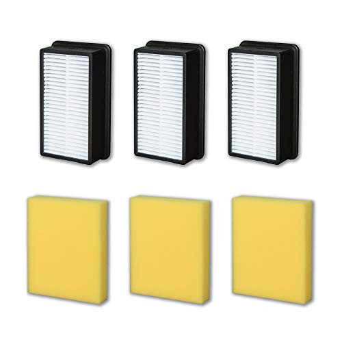Pre-Motor Foam and Post-Motor Filter Replacement for Bissell 1008 CleanView Upright Vacuum Cleaner Kit, Compare to Part # 2032663 & 1601502, 3 + 3 Pack