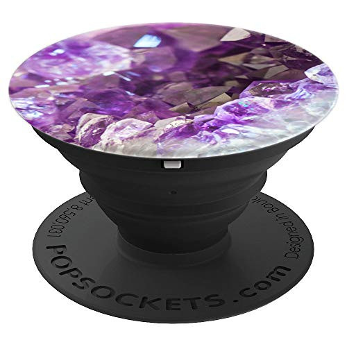 Purple Caverns Geode Phone Grip Purple Amethyst Mineral Rock - PopSockets Grip and Stand for Phones and Tablets