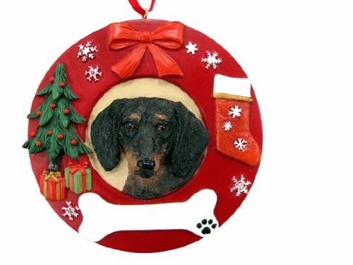 E&S Pets Black Dachshund Personalized Christmas Ornament