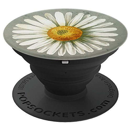 Spring Daisy PopSocket ~ Vintage White Yellow Gray Flower - PopSockets Grip and Stand for Phones and Tablets