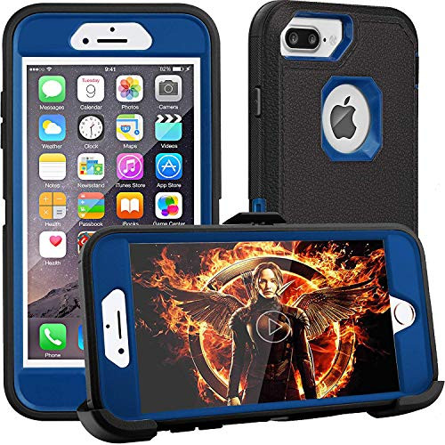 FOGEEK iPhone 8 Plus Case,iPhone 7 Plus Case,iPhone 6s Plus Case, Belt-Clip Protective Heavy Duty Kickstand [Shockproof] Cover Compatible for iPhone 8/7/6/6s Plus(Black and Blue)