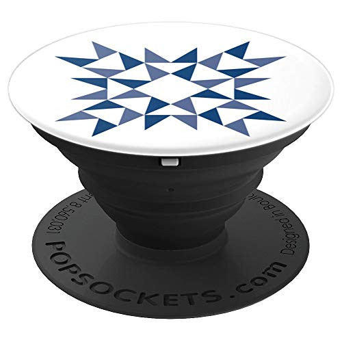 Blue Geometric Quilt Block Look - PopSockets Grip and Stand for Phones and Tablets