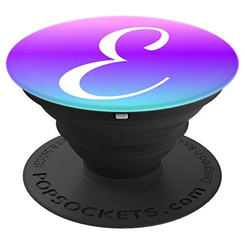 White Letter E Monogram On Teal Purple Pink Ombre Gradient - PopSockets Grip and Stand for Phones and Tablets