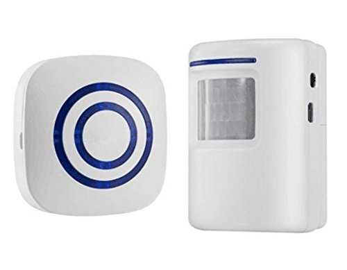 Motion Sensor Door Chime for Business, Outdoor Doorbell Kit Wireless Driveway Alert: Infrared Motion Sensor Chime with 1 Plug-in Receiver and 1 PIR Motion Sensor Detector Alert - LED Indicators