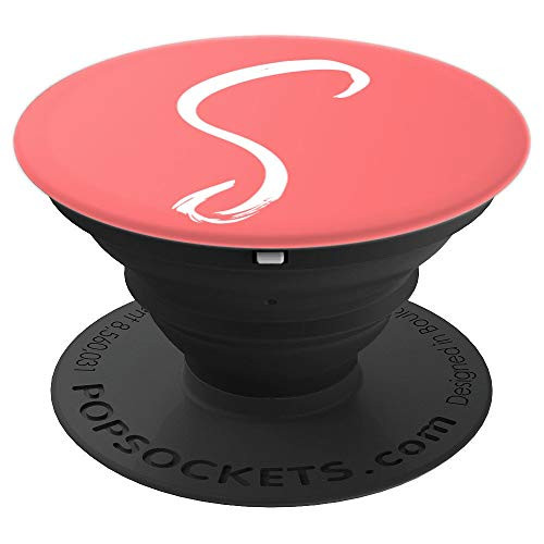 Coral and White PopSocket Pink ~ With First Initial Letter S - PopSockets Grip and Stand for Phones and Tablets