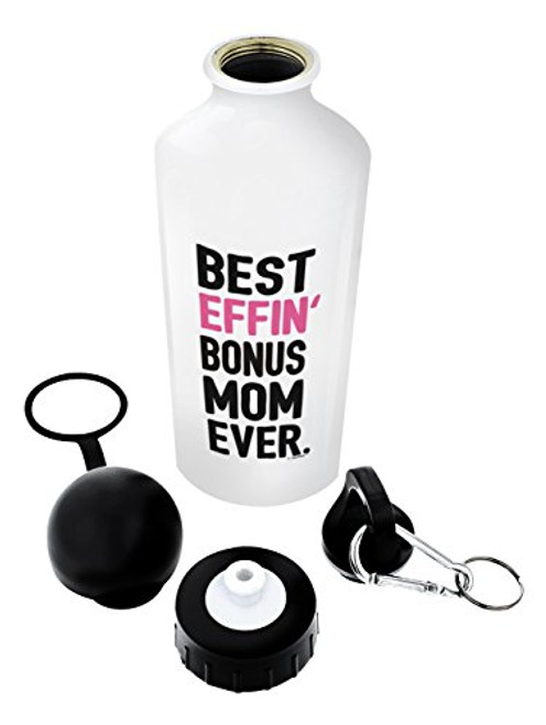Gifts for Stepmom This Best Effin' Bonus Mom Ever Stepmom Gifts from Daughter Gift Aluminum Water Bottle with Cap & Sport Top White