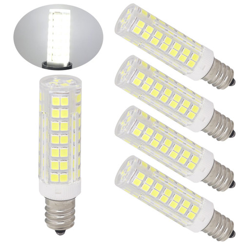 Ulight E12 led bulb Candelabra light bulbs 6W 650lm, jd e12 120V 60-75W halogen bulb replacement warm white for ceiling fan lighting, chandelier bulbs Pack of 4 (Daylight White 6000K)