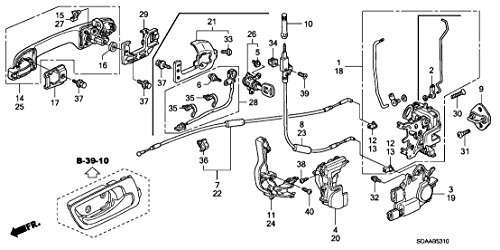 Genuine Honda 72131-SDC-A02 Right Front Inside Handle Cable