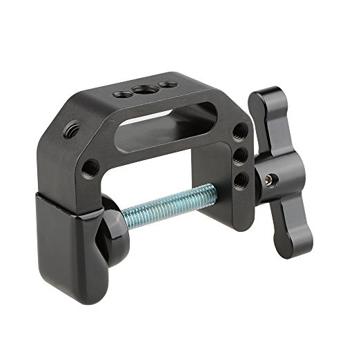 CAMVATE C-Clamp with 1/4 and 3/8 Thread Hole for Camera Monitor(Black T-Handle)
