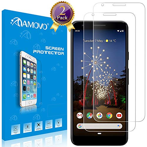 Pixel 3a Screen Protector Tempered Glass [Case Friendly] AMOVO 2Pack Glass Protector for Google Pixel 3a [High Sensitivity] HD Anti Scratch Glass Protector for Pixel 3a (Pixel 3a, 2Pack)