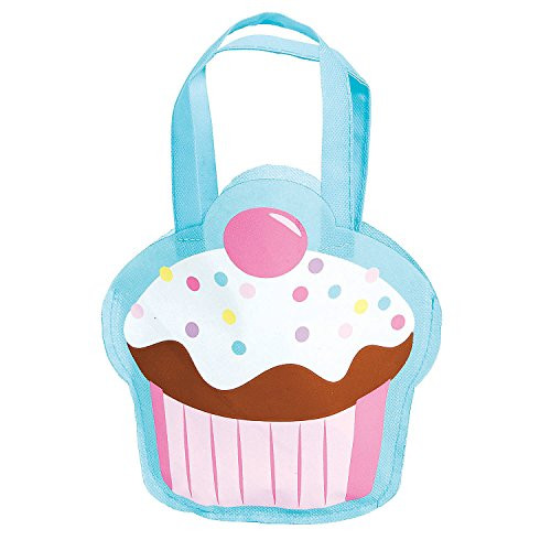 Fun Express Small Cupcake Tote Bags | 12 Count | Great for Dessert Themed Birthday Party, Baby Shower, Prizes & Favors, Reusable Goodie Gift Bags