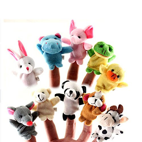 THE MIMI'S Finger Puppets Different Cartoon Animal Finger Puppets Finger Puppets Set for Kids Cute Velvet Soft Animal Finger Puppets Baby Story Time Finger Puppets for Toddlers(10 Pcs)