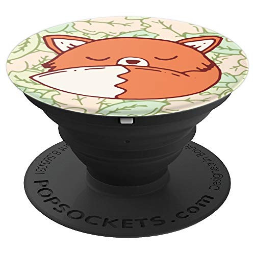 Cute kawaii fox kitsune spring fall season leaves sleeping - PopSockets Grip and Stand for Phones and Tablets