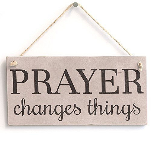 Meijiafei 'Prayer Changes Things' - Spiritual Religious Decor Sign - PVC Door Sign/Plaque 10"x5"