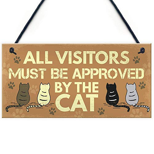 Meijiafei Cat Signs for Home Funny Hanging Plaque Cat Sign for Home Funny Cat Sign Pet Gift 10" X 5"