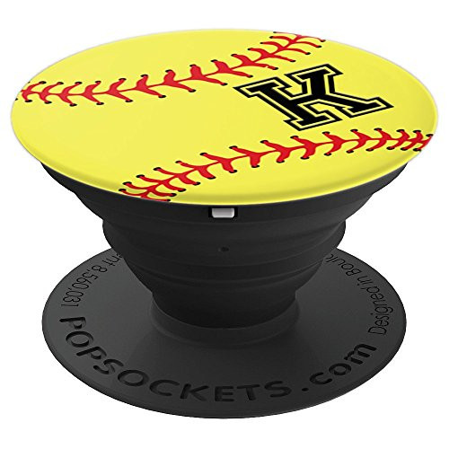 Softball Player Initial K Letter Monogram Name "K" Gift - PopSockets Grip and Stand for Phones and Tablets