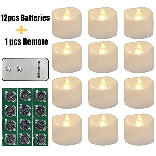 LedBack Set of 12 Remote Flameless Flickering Votive Tea Lights Candles Bulk with Extra 12PCS CR2032 Batteries Battery Operated Candle for Wedding Decoration Garden LedBack Set of 12 Remote Flameless Flickering Votive Tea Lights Candles Bulk with Extra 12PCS CR2032 Batteries Battery Operated Candle for Wedding Decoration Garden