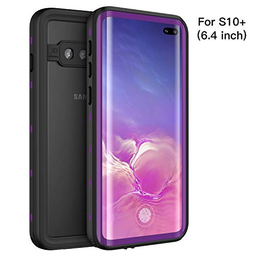 Fansteck Samsung Galaxy S10 Plus Waterproof Case, IP68 Waterproof/Snowproof/Shockproof/Dirtproof, Full-Body Protective Case with Built-in Screen Protector for Galaxy S10+ Plus(6.4inch-Purple)