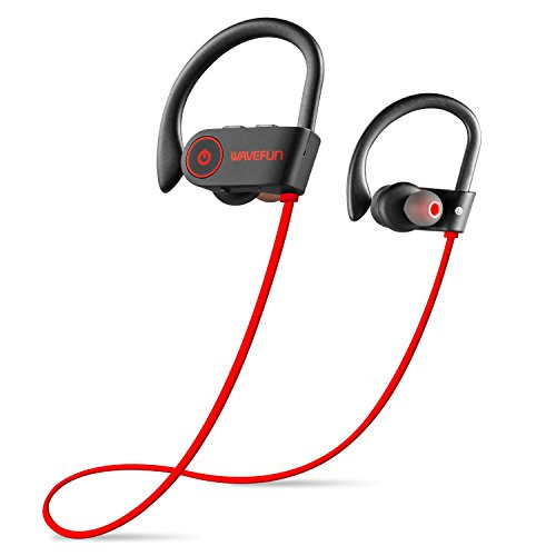 Bluetooth Headphones, Wavefun Best Wireless Sport Earbuds IPX7 Waterproof Sweatproof Earbuds for Running Gym Workout Headsets Noise Cancelling Earphones with Mic