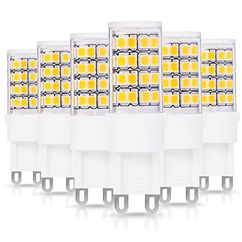 JandCase G9 LED Light Bulbs, 40W Halogen Equivalent, 500LM, 5W, Soft White 3000K, G9 Bulbs for Chandelier, Ceiling Fixture, 6 Pack