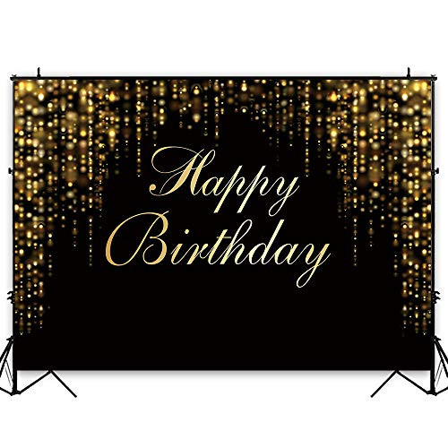 Funnytree 7x5ft Happy Birthday Party Backdrop Black and Gold Glitter Bokeh Sequin Spots Photography Background Golden Sparkle Shining Dots Baby Adult Abstract Banner Cake Table Decoration Photo Booth Funnytree 7x5ft Happy Birthday Party Backdrop Black and Gold Glitter Bokeh Sequin Spots Photography Background Golden Sparkle Shining Dots Baby Adult Abstract Banner Cake Table Decoration Photo Booth