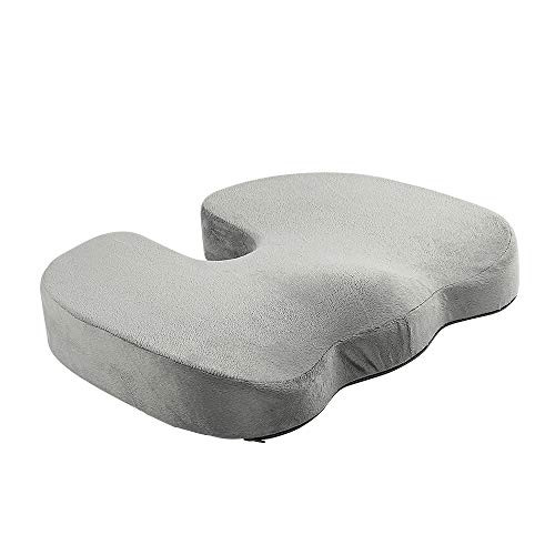 Art3d Premium Orthopedic Memory Foam Coccyx Seat Cushion Tailbone Pain, Sciatica Back Pain Relief - Office Chair Wheelchair Car Seat Cushion - Grey