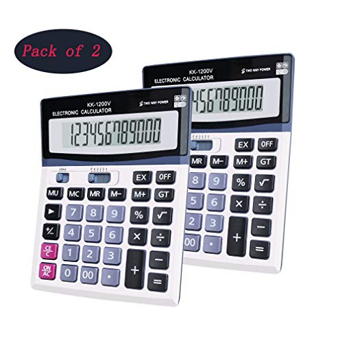 Basic Calculator, BESTWYA 12-Digit Dual Power Handheld Desktop Calculator with Large LCD Display Big Sensitive Button (A, Pack of 2)