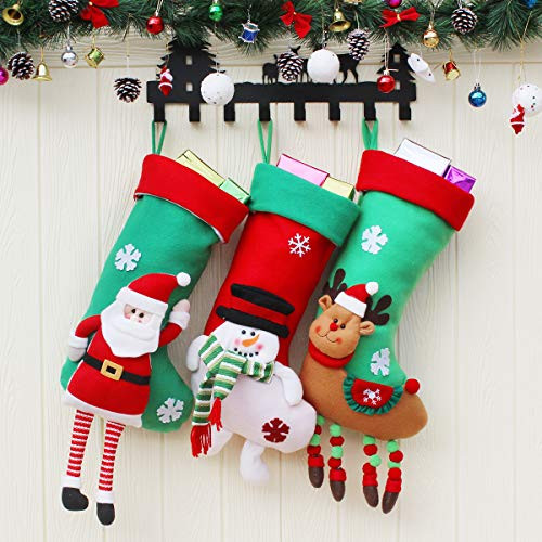 Aiduy 3 Pack 18" Christmas Stockings Set with 3D Plush Santa Snowman Reindeer Christmas Decorations Stockings for Xmas Holiday Party Decor Aiduy 3 Pack 18" Christmas Stockings Set with 3D Plush Santa Snowman Reindeer Christmas Decorations Stockings for Xmas Holiday Party Decor
