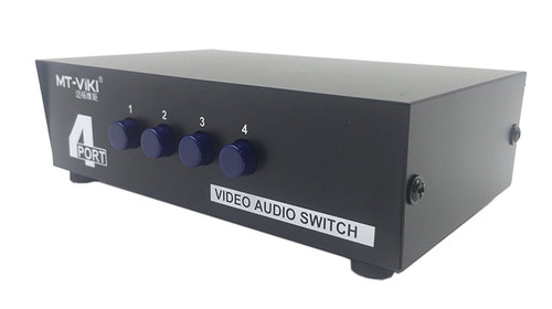 LEMENG 4 Port 4 Input 1 Output Video Audio AV Switch Selector Splitter Box