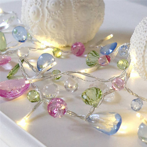 10 LED Imitation Crystal Gem Acrylic String Lights Battery Operated for Diy Decoration Christmas Party, Wedding, Garden