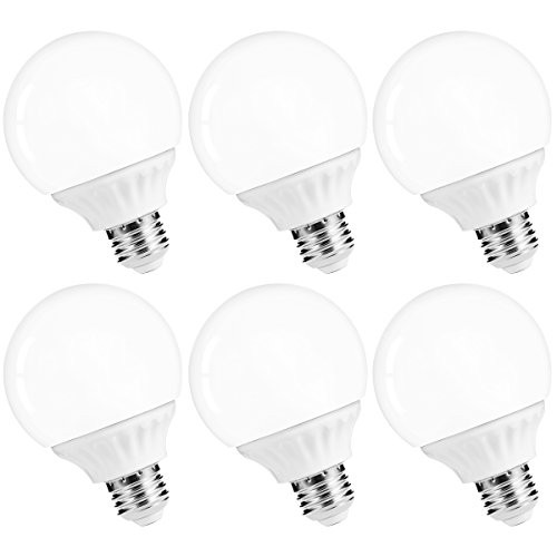 LOHAS G25 LED Globe Bulb, Vanity Light Bulb 40-45W Equivalent, Daylight (5000k) Bathroom Vanity Light, Make up Mirror LED Light for Home Lighting, E26 Edison Base 500LM, Not-Dimmable, Pack of 6