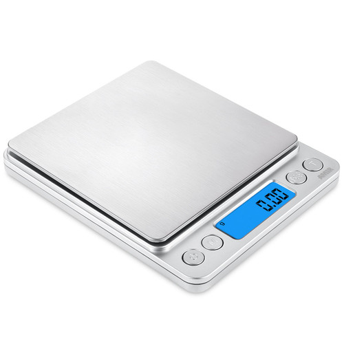 AMIR Digital Kitchen Scale, 500g/ 0.01g Mini Pocket Jewelry Scale, Cooking Food Scale with Back-Lit LCD Display, 2 Trays, 6 Units, Auto Off, Tare, PCS Function, Stainless Steel, Batteries Included AMIR Digital Kitchen Scale, 500g/ 0.01g Mini Pocket Jewelry Scale, Cooking Food Scale with Back-Lit LCD Display, 2 Trays, 6 Units, Auto Off, Tare, PCS Function, Stainless Steel, Batteries Included