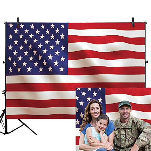 Allenjoy 7x5ft Independence Day American Flag Backdrop for Photography 4th of July Durable Fabric No Wrinkle US Flag Background Patriotic Party National Veterans Day Banner Portrait Photo Studio Booth
