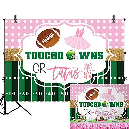 Allenjoy 7X5ft Touchdowns or Tutus Gender Reveal Backdrop Boy or Girl He or She Pink or Blue Prince or Princess Baby Shower Photography Background Cake Table Banner Decorations Photo Booth Props Allenjoy 7X5ft Touchdowns or Tutus Gender Reveal Backdrop Boy or Girl He or She Pink or Blue Prince or Princess Baby Shower Photography Background Cake Table Banner Decorations Photo Booth Props