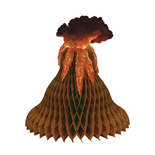 Beistle Tissue Volcano Centerpiece | Tiki & Tropical Island Party Decoration (3-Pack)