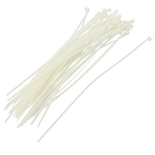 Uxcell Plastic Wire Cable Zip Ties, 250mm Length 5mm Width, 50 Pcs, White